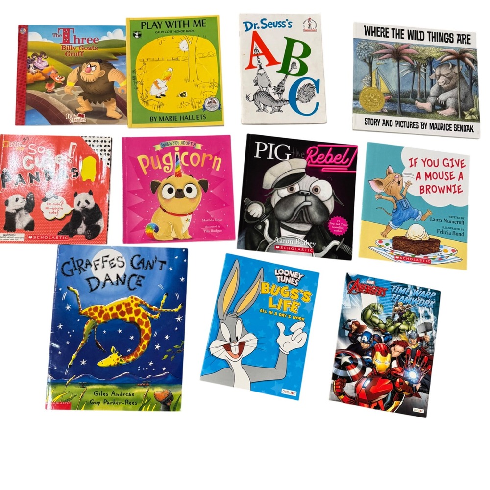 Kids Childrens Paperback Book Lot of 11 Dr Seuss Marvel Avengers Scholastic Kids